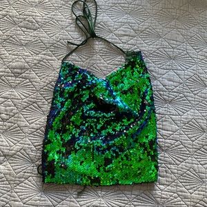 Green Sequin Halter top